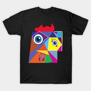 Crazy Rooster - Colorful Minimalist Design T-Shirt